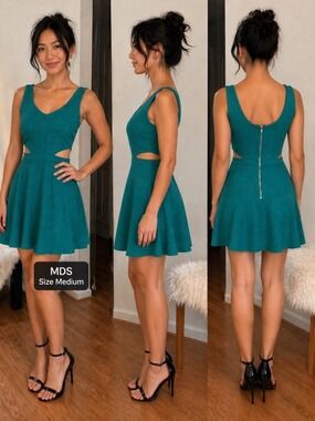 MDS Teal Cutout Fit & Flare Dress Size Medium